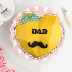 Heart Shaped Moustache Pinata Cake for Dad