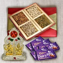 Send Puja Mandap with Mixed Dry Fruit and Chocolates