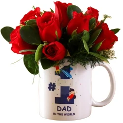No 1 Dad in the World Coffee Mug with Roses