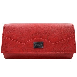 Ladies Awesome Red Clutch of Tapered Sides Flap Patti