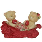 Order Couple Teddy With Two Hearts and Roses in a Boat