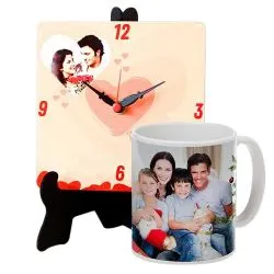 Standard Personalized Photo Table Clock with Personalized Coffee Mug