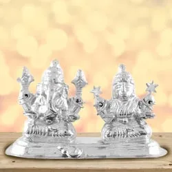 Order Silver Plated Laxmi Ganesh Idol