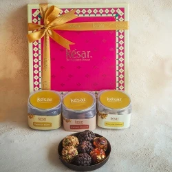 Tempting Assorted Laddoo N Nuts Gift Pack from Kesar