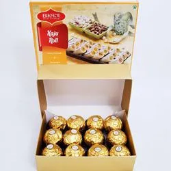 Luscious Ferrero Rocher Chocolates N Kaju Roll Sweet Combo